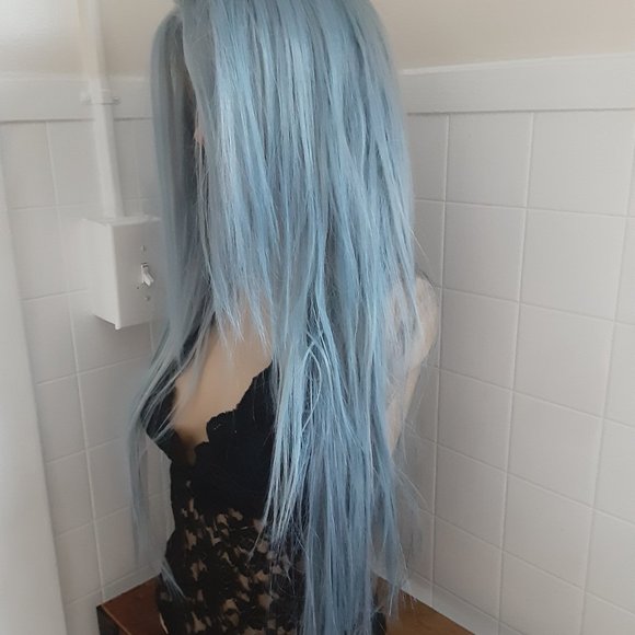 Scene wig EMO Wig silver blue lace front wig gothic - Picture 3 of 8